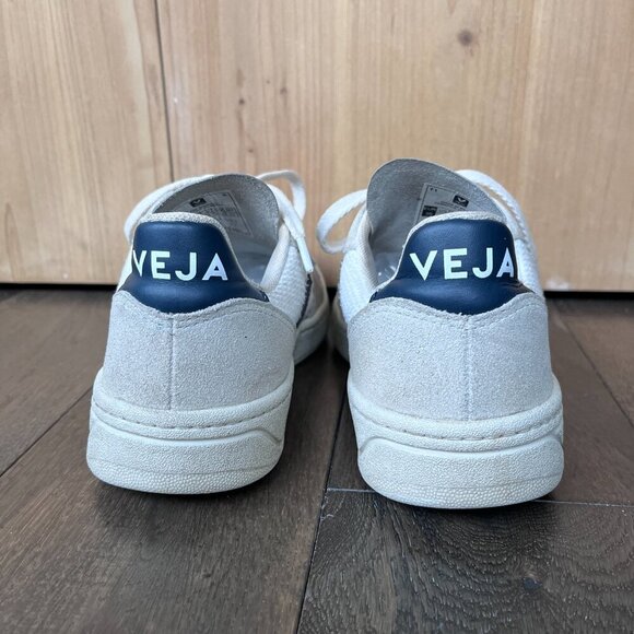 Veja V-10 Sneakers EU Size 35 White Beige Gray Navy Mesh Eco-Friendly - Picture 5 of 7